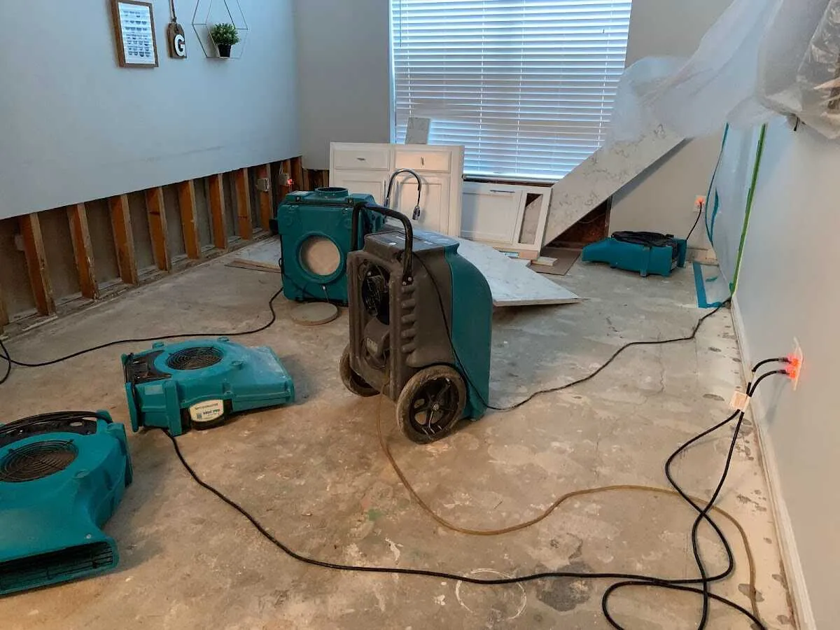 Dehumidifier in flood-cut room for Water Extraction & Removal in Fort Worth